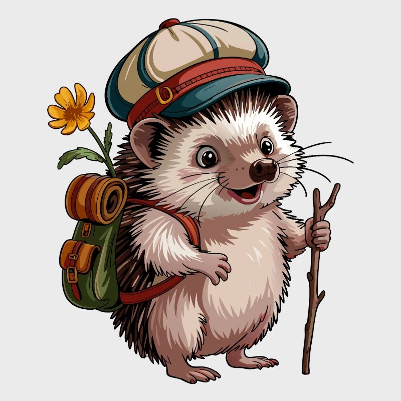 Hedgehog with backpack on the move