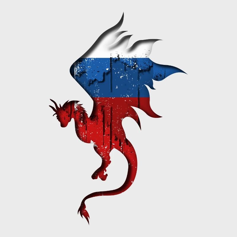 Drapeau de la Russie - Russie - Silhouette de dragon