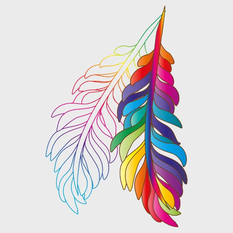 Rainbow feathers – colourful boho design