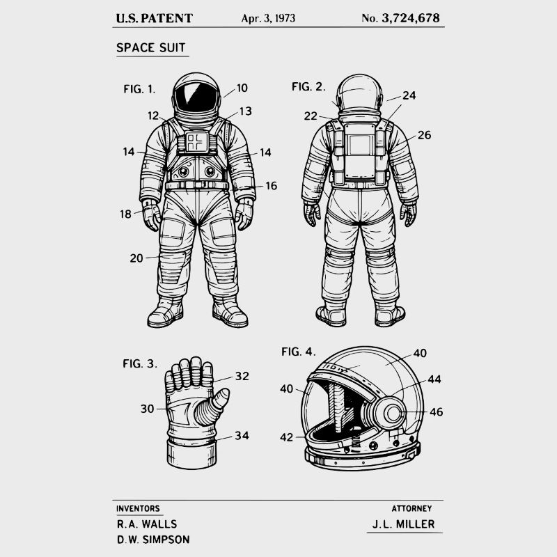Plan de brevet de combinaison spatiale