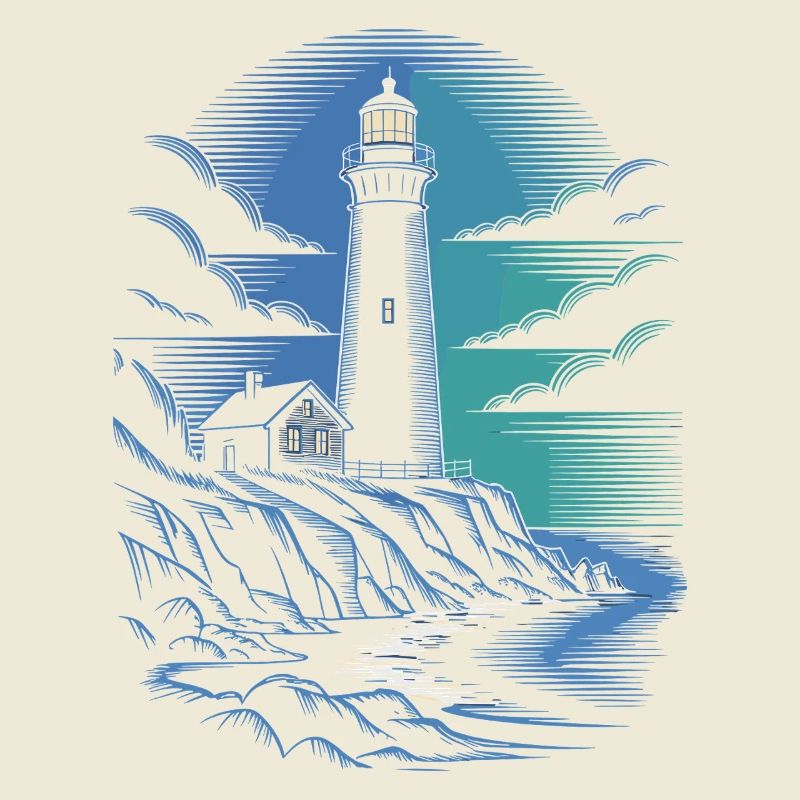 Lighthouse on the rocky coastal path