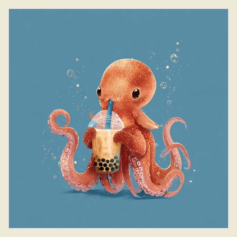 Dumbo octopus and its bubble tea