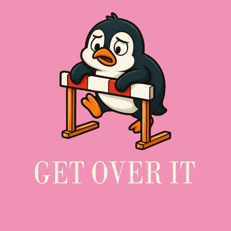 Cute Penguin Hurdler Saying Overcoming It