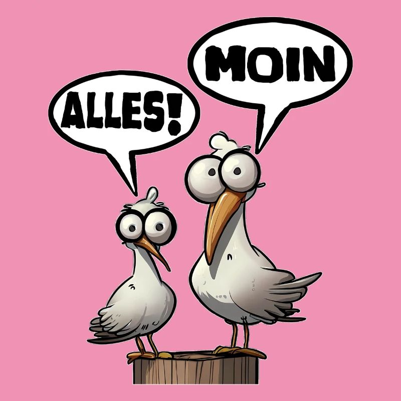 Humorvolle Möwen mit Sprüchen Moin