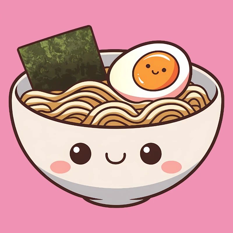 Cute Ramen Bowl with Smiling Face