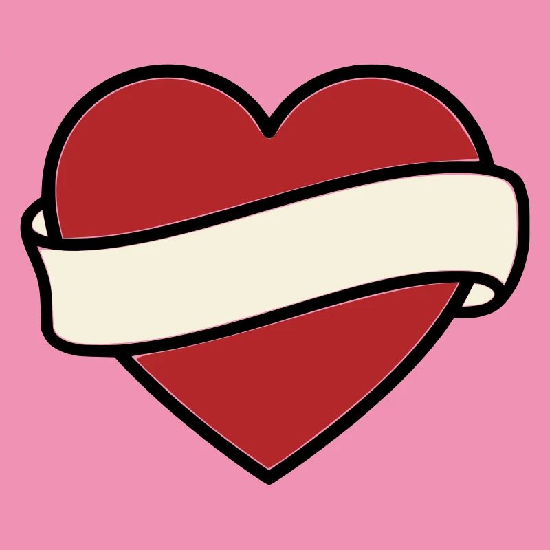 Tattoo Heart Banner Scroll Vector