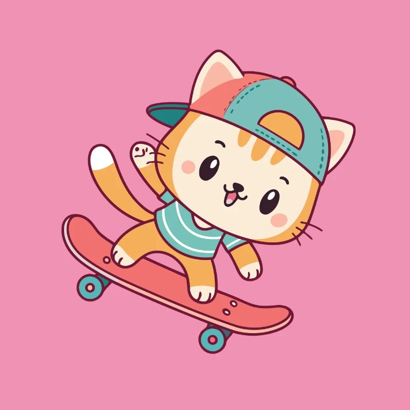 Cat skateboard with cap