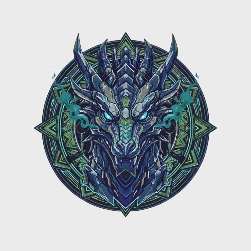 Blaugrünes Drachen - Mandala