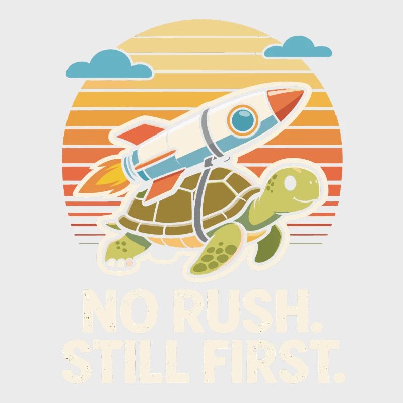 Pas de précipitation toujours Premier Turtle Rocket Rétro drôle