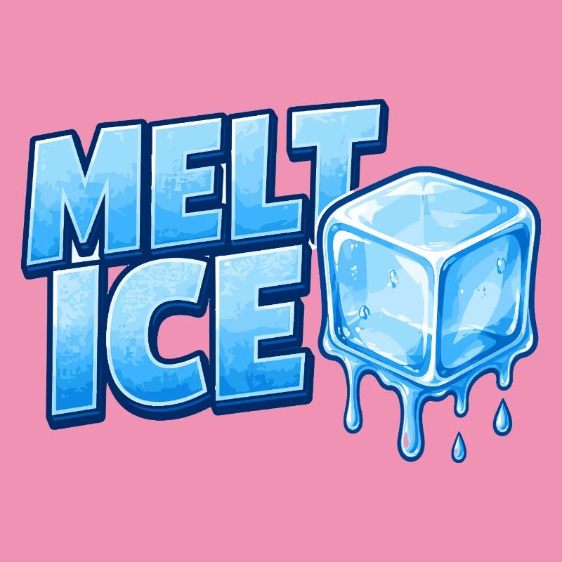 Melt Eis Eiswürfel Typo