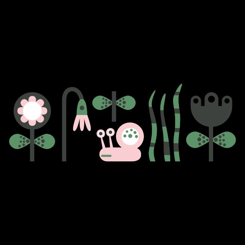 Escargot rose affamé avec des fleurs