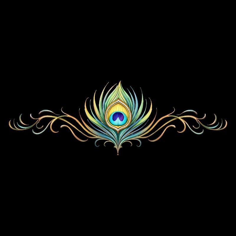 Pfauenfeder Ornament Boho Symmetrisch