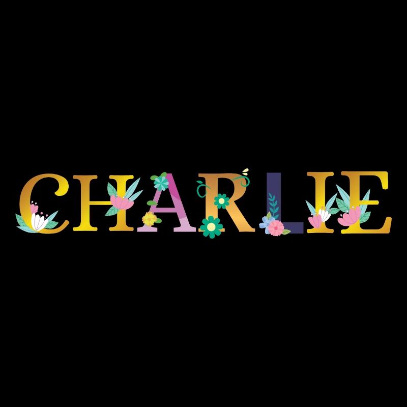 CHARLIE prénom orné de fleurs