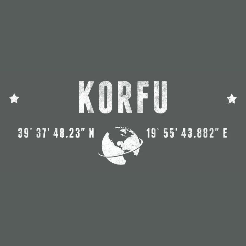 Corfu Stylized Geographical Coordinates