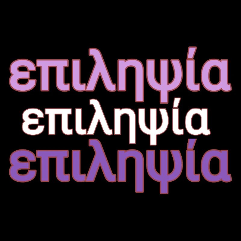 Epilepsie Lila Text in Griechisch. επιληψία
