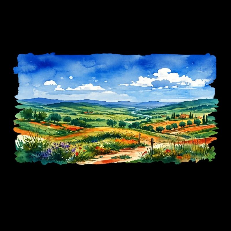 Panorama aquarelle paysager