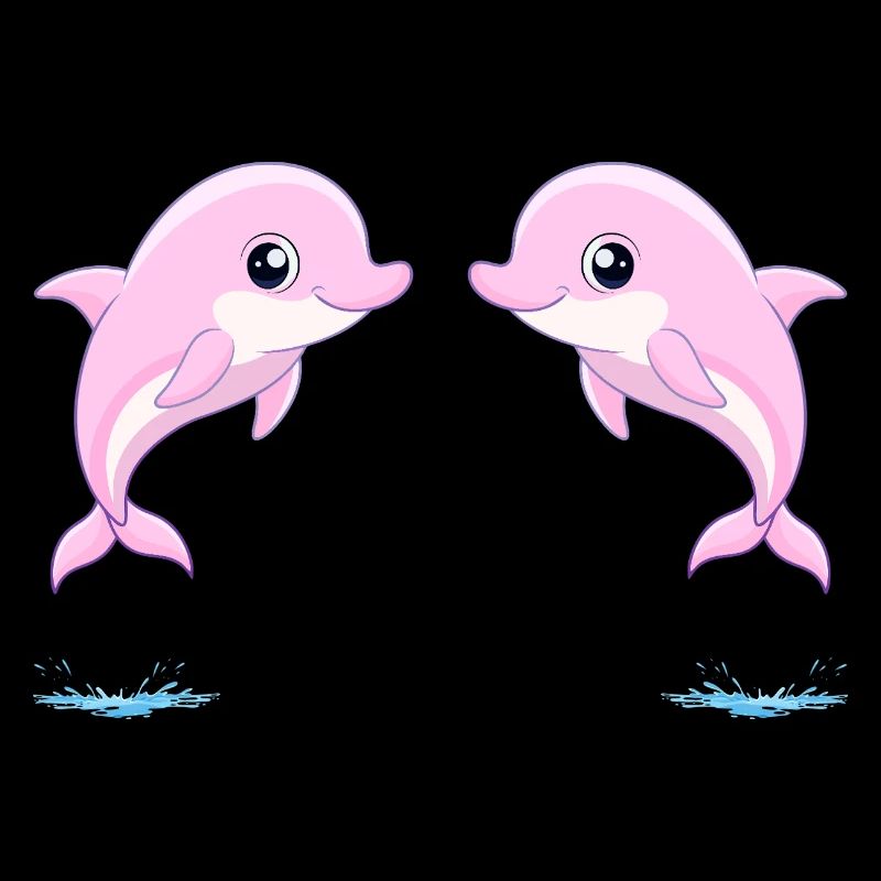 Deux bébés dauphins jumeaux rose, sautant joyeusem