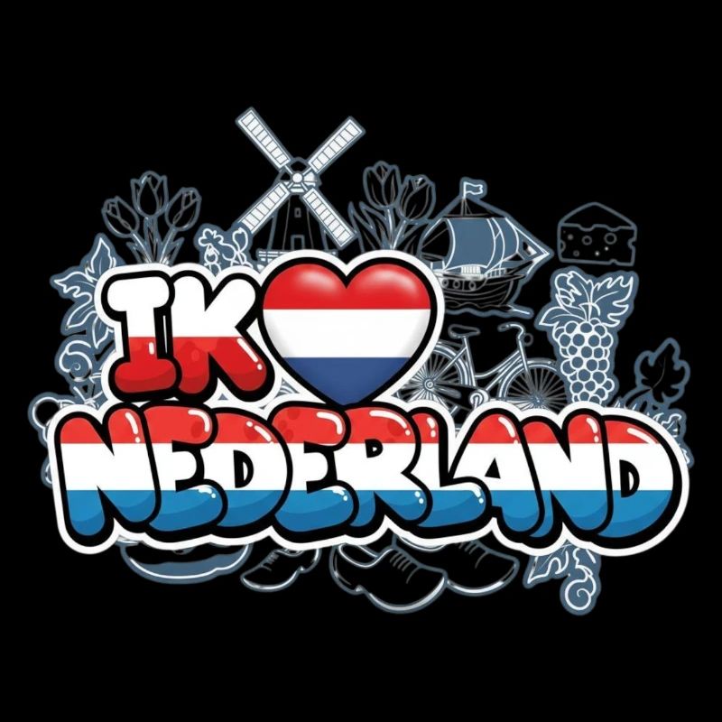 J’aime les Pays-Bas avec drapeau