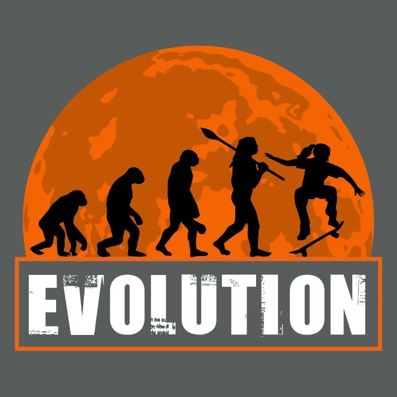 Skateboard Evolution Retro Sunset Skater