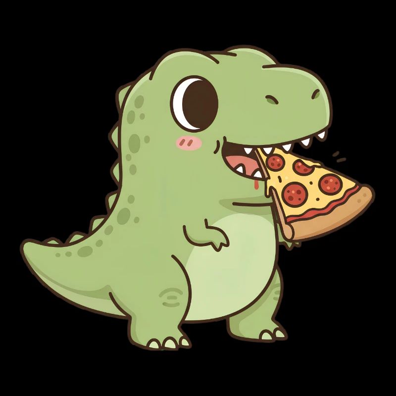 T-Rex mange une pizza