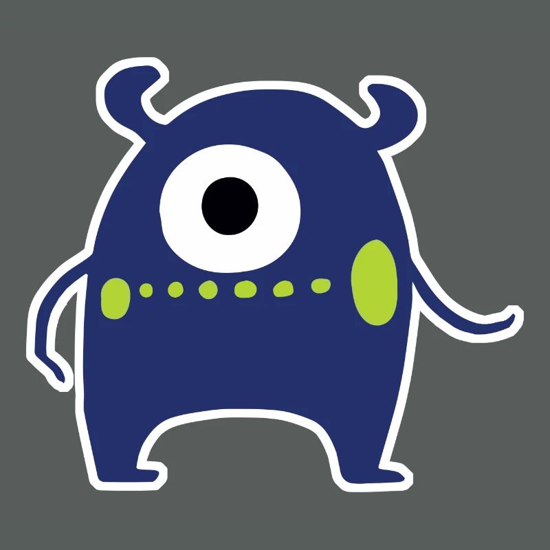 Navy Blue Cyclops Monster | Cute Chibi Alien 