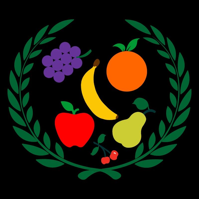 Fruit in laurel wreath