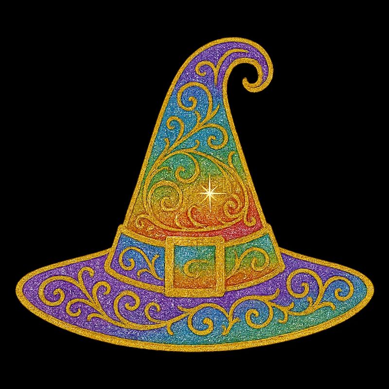 Chapeau de sorcière à paillettes arc-en-ciel