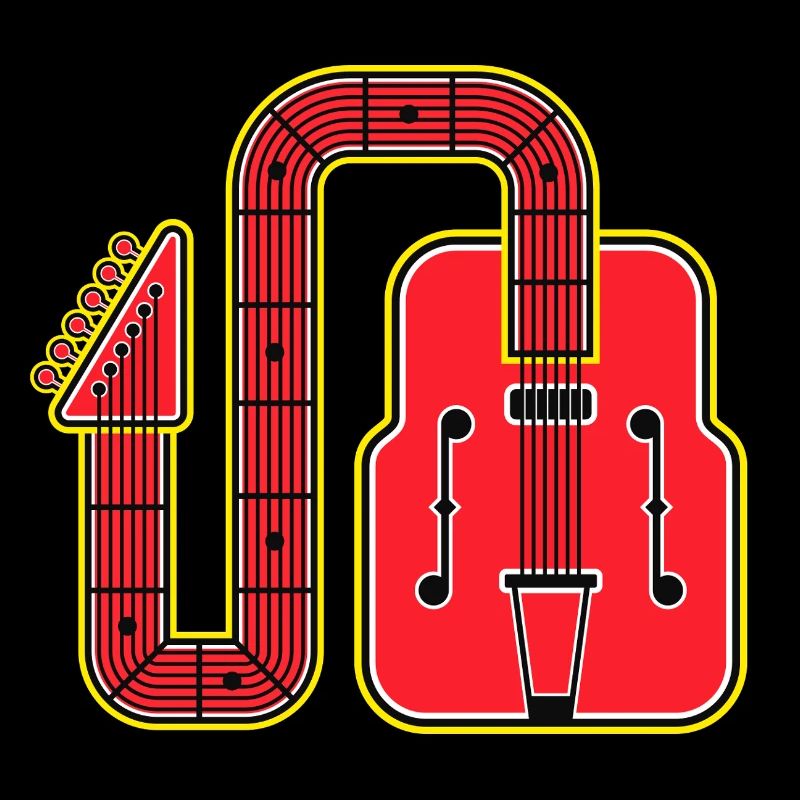 Guitare rétro à forme abstraite rouge