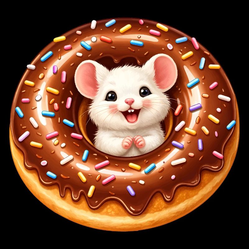 Illustration de souris mignonne dans un beignet