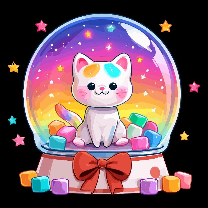 Regenbogen Katzen Snowglobe