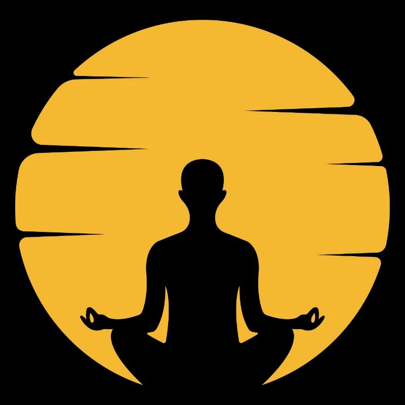Meditative silhouette with sun circles