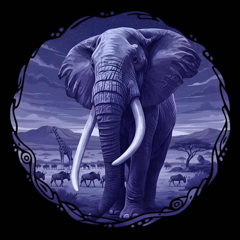 Nächtlicher Elefant in der Savanne