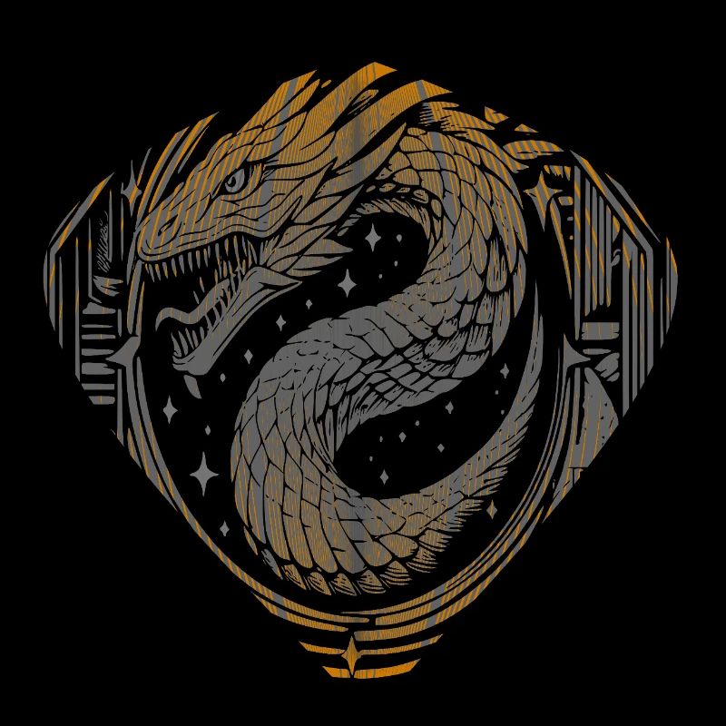 Serpent Dragon Céleste - Or & Argent Cosmique