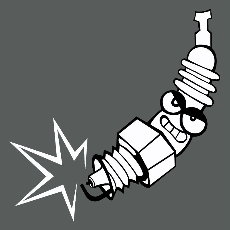 Spark plug comic with face