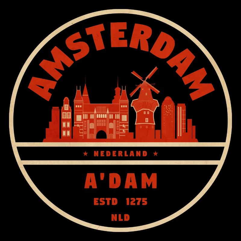 Emblème vintage Amsterdam Skyline