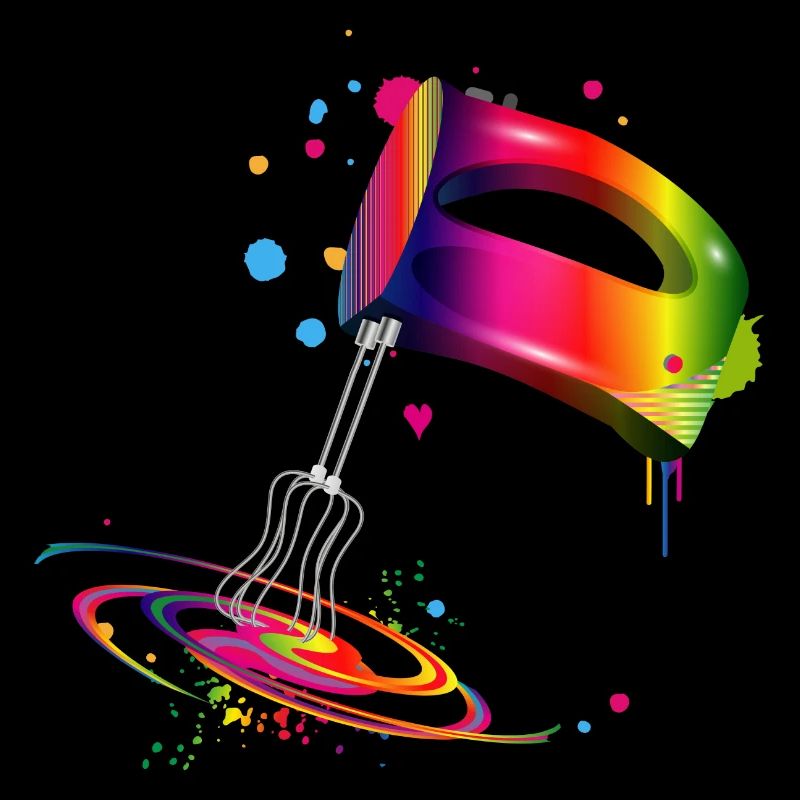 Hand mixer in bright rainbow colours