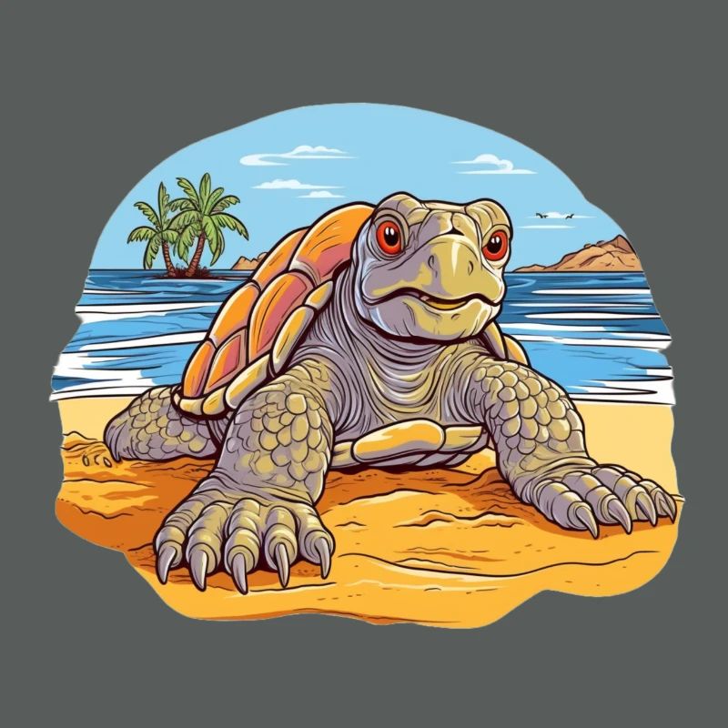 Turtle on the Beach Illustration