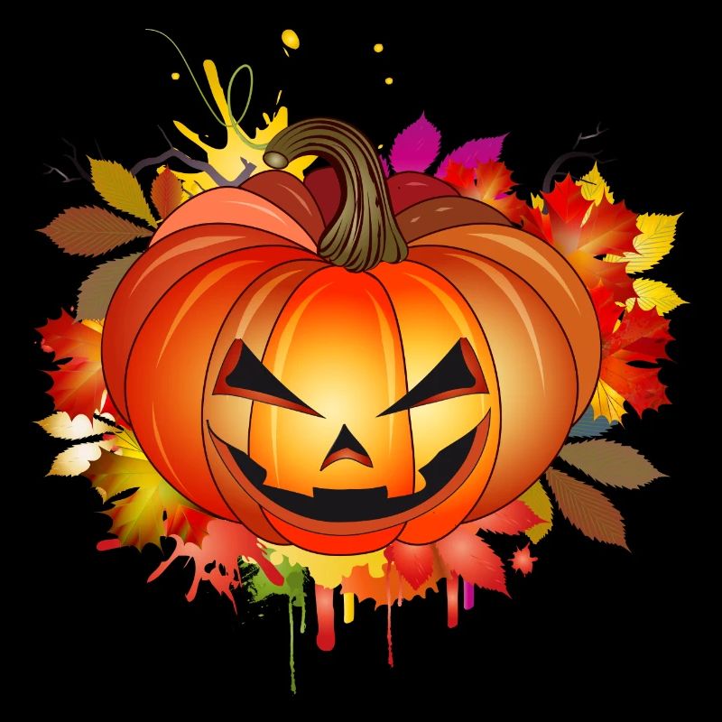 Halloween pumpkin with autumnal graffiti
