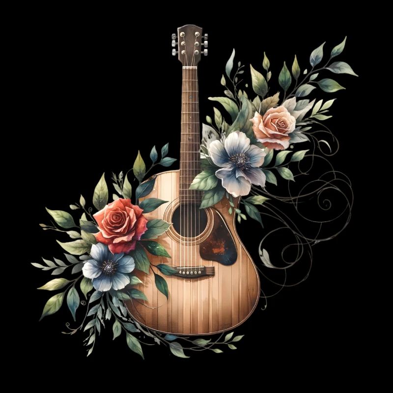 Blumen Gitarre Vintage Stil