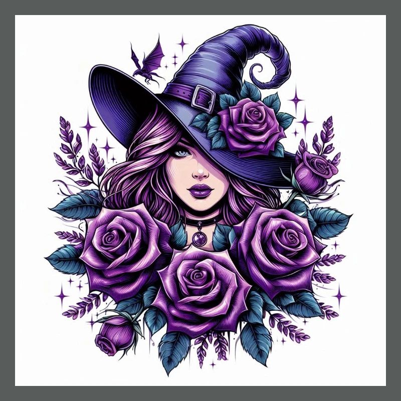 Witch with violet roses