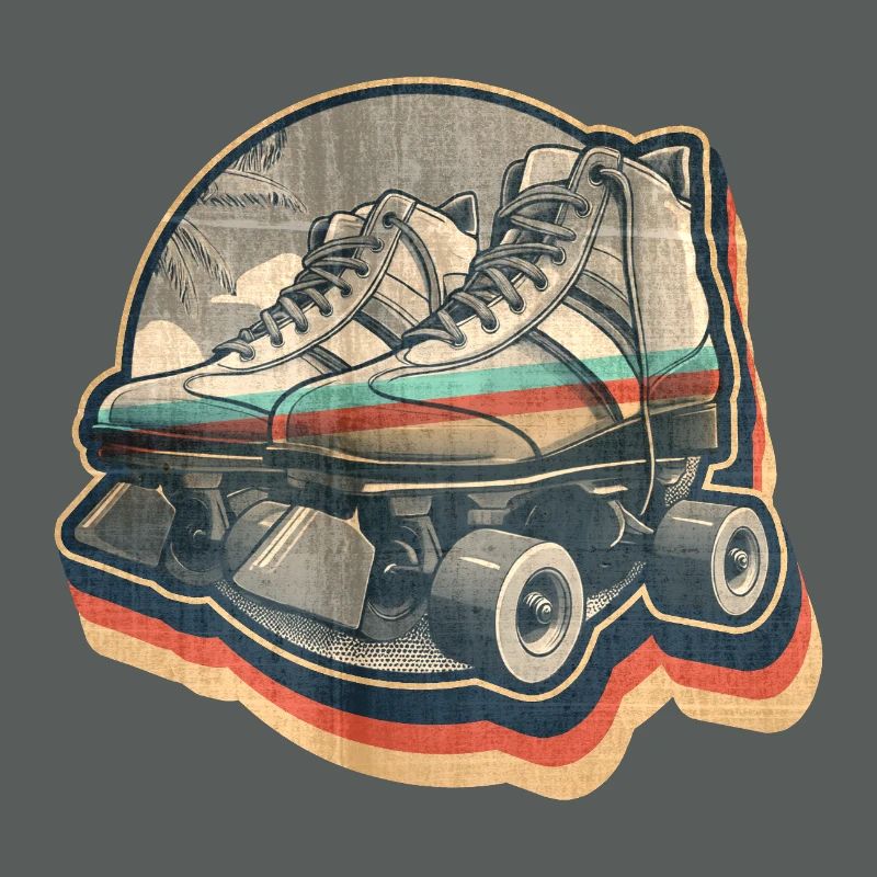 Vintage Summer Retro Disco Graphic Design Roller Skate