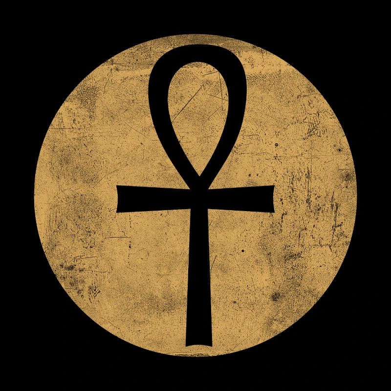 Croix égyptienne Ankh dans cercle doré