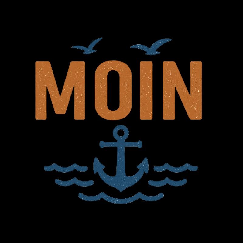 Conception de moin maritime avec ancre et oiseaux