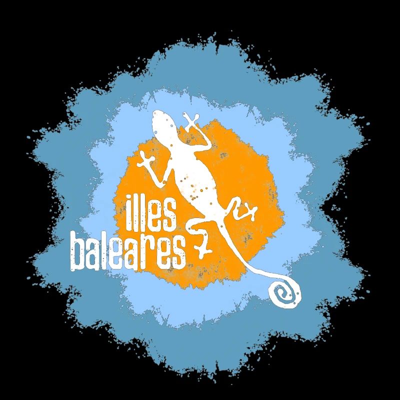 Lizard mit Inselmotiv und Textdesign