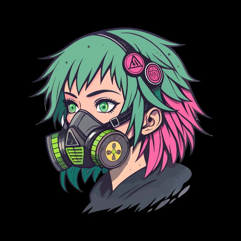 Neon Gasmask Punk Portrait