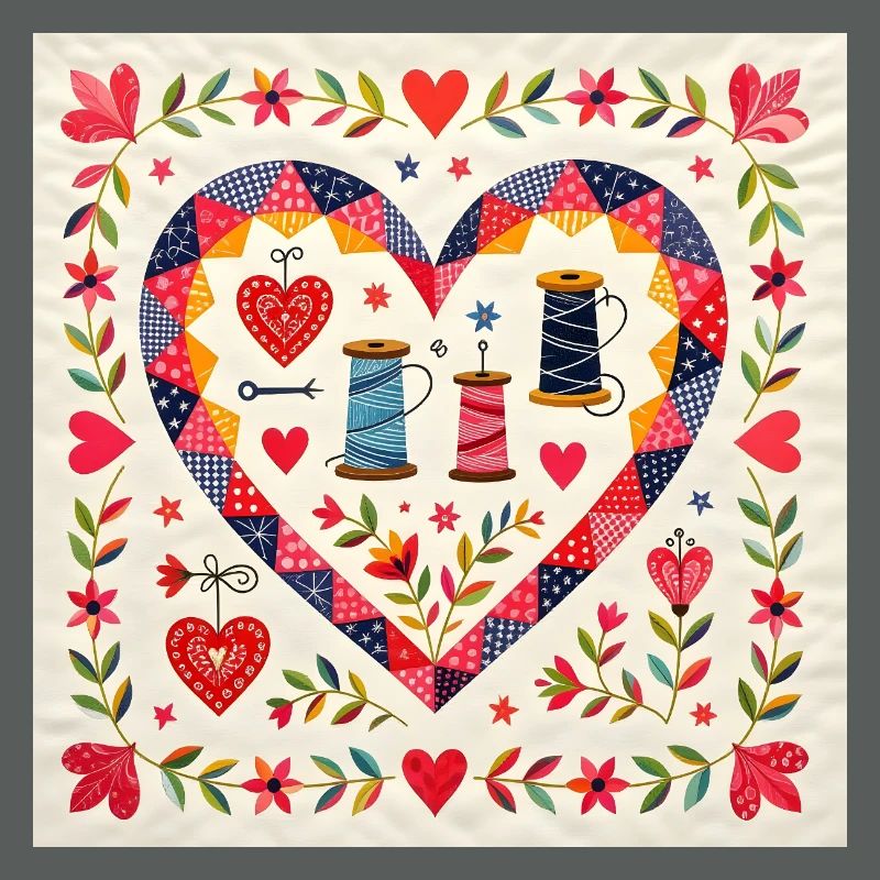 Patchwork Herz mit Garnen