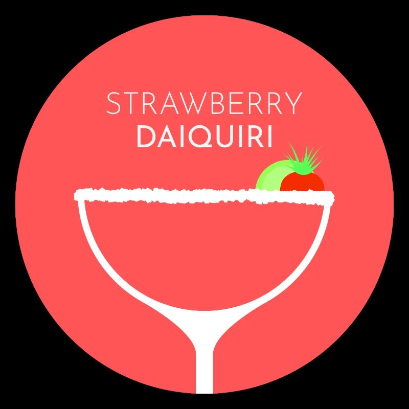 Strawberry Daiquiri Cocktail - Flat Colour Design