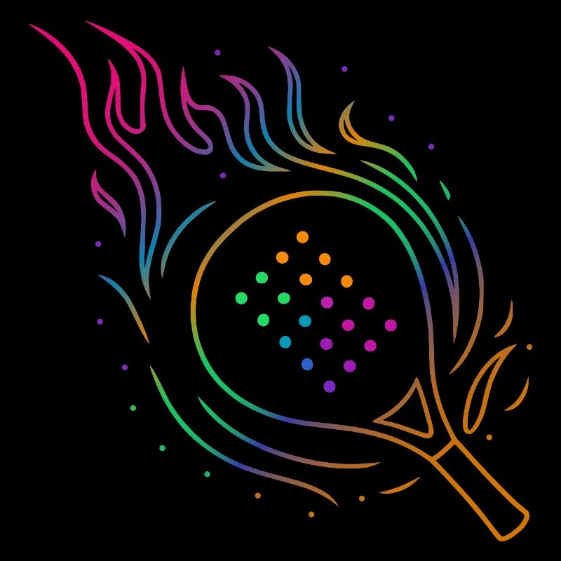 Padel mit flammendem Schläger Design