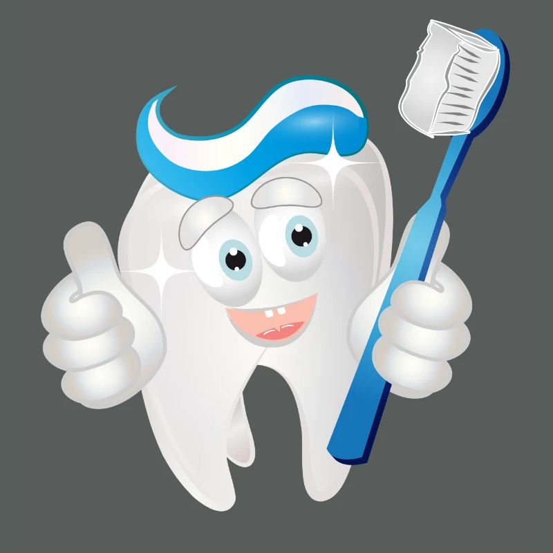 radiant white tooth with toothpaste as a comic