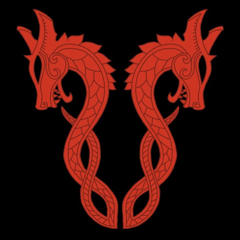 Dragon rouge à deux têtes